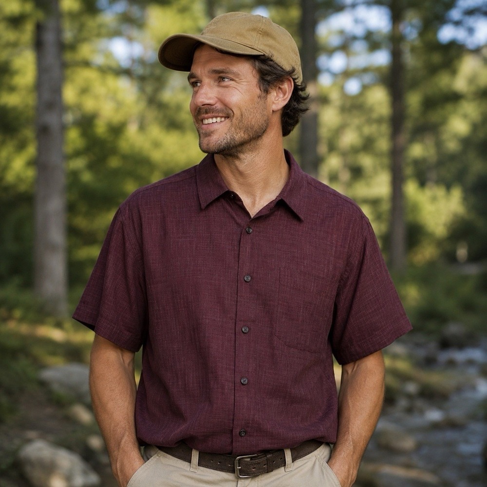 REI Maroon Short Sleeve Button Down Shirt Outdoors Hiking Campingā Utility M